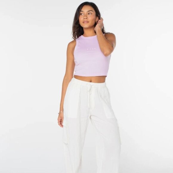 Roxy Womens Medium Roxify Pink Ribbed Crop Tank - Picture 4 of 4